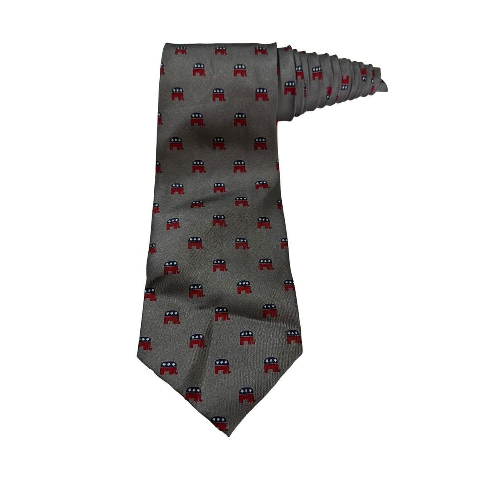 Wolfmark Neckwear Republican Elephants Political Novelty Necktie Silk